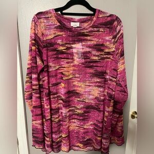 Chic Multicolor Sheer Long Sleeve Women's